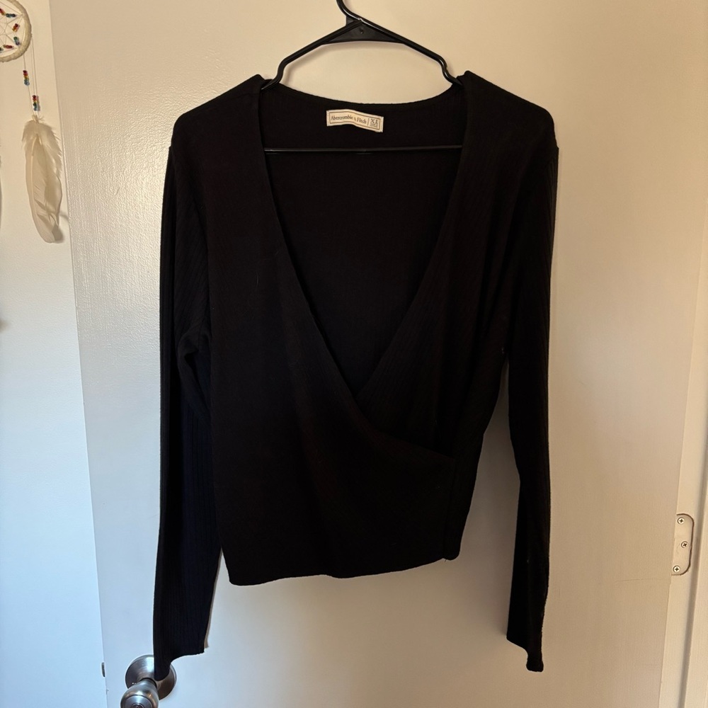 Abercrombie & Fitch Black Wrap Top
